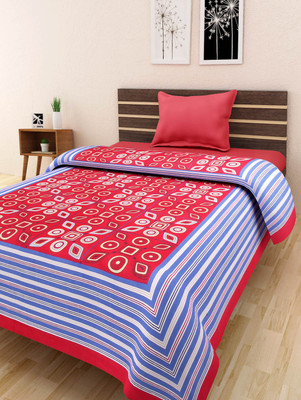 

RUBY CREATION 250 TC Cotton Single Printed Bedsheet(Pack of 1, Red)