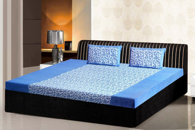 

India Furnish 110 TC Cotton Double Floral Bedsheet(Pack of 1, Blue)