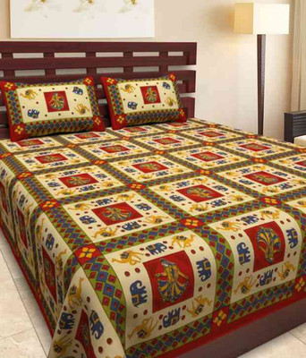 

clarks creation Cotton Double Printed Bedsheet(Pack of 1, Multicolor)
