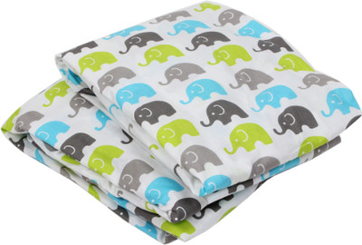 

Bacati Cotton Crib Printed Bedsheet(Pack of 2, Aqua " Lime " Grey)