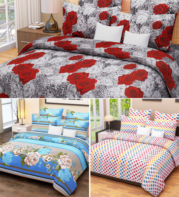 

Home Candy Cotton Double Floral Bedsheet(Pack of 3, Multicolor)
