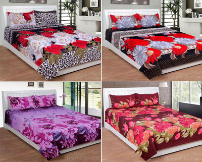 

iTrend India Polycotton Double Floral Bedsheet(Pack of 4, Multicolor)