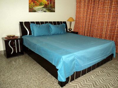

Amita Home Furnishing Cotton Double Plain Bedsheet(Pack of 1, Blue)