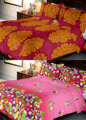 

Indien Casa 108 TC Cotton Double Floral Bedsheet(Pack of 2, Multicolor)