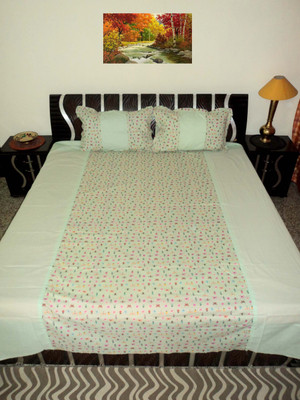 

Amita Home Furnishing Cotton Double Striped Bedsheet(Pack of 1, Light Green)