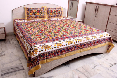 

Bhav Sagar Tex 120 TC Cotton Double Printed Bedsheet(Pack of 1, Brown)