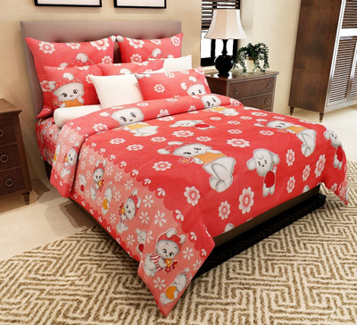 

Home Candy 144 TC Cotton Double Cartoon Bedsheet(Pack of 1, Red)