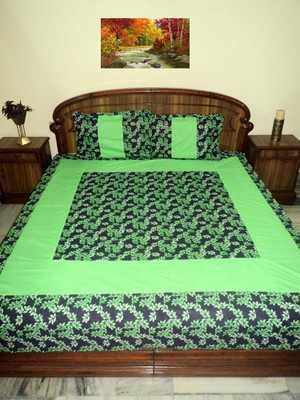 

Design Willa Cotton Double Checkered Bedsheet(Pack of 1, Green)
