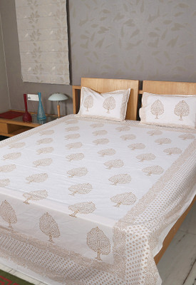 52% OFF on Rajrang 160 TC Cotton Double Abstract Bedsheet(1 Bedsheet, Brown, White)