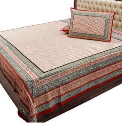 5% OFF on Shoppingtara Cotton Double Checkered Bedsheet(Pack of 3, Red, Beige)