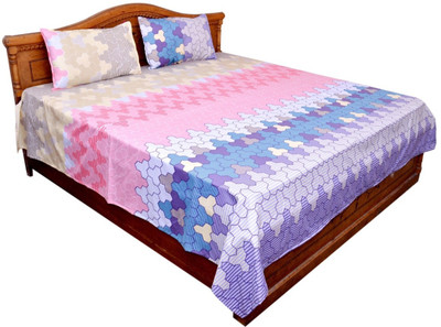 

V3ishop 300 TC Polycotton Double Geometric Bedsheet(Pack of 1, Pink)