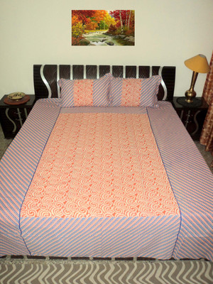 

Amita Home Furnishing Cotton Double Striped Bedsheet(Pack of 1, Multicolor)