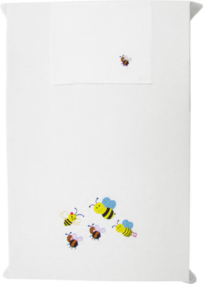 

Baby Rap 200 TC Cotton Crib Embroidered Bedsheet(Pack of 1, White)