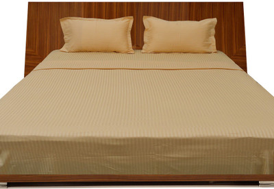 5% OFF on LNT 1000 TC Cotton Double Striped Bedsheet(Pack of 1, Gold)