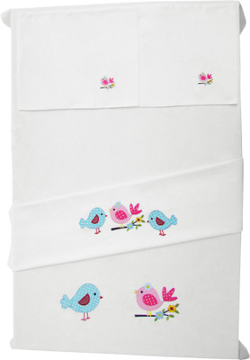 

Baby Rap 200 TC Cotton Crib Embroidered Bedsheet(Pack of 2, White)