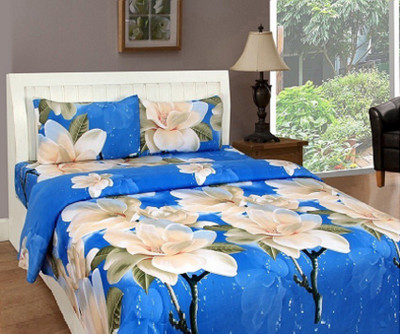 

Aroma Comfort Polycotton Double 3D Printed Bedsheet(Pack of 1, Blue)