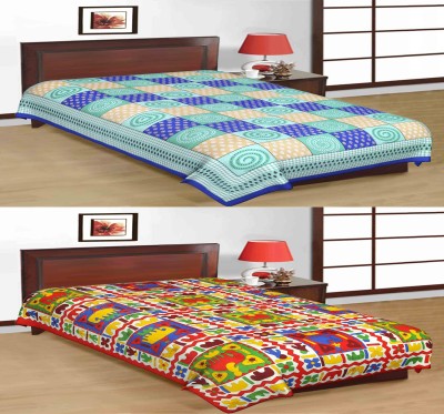 UNIQCHOICE 120 TC Cotton Single Printed Flat Bedsheet(Multicolor)