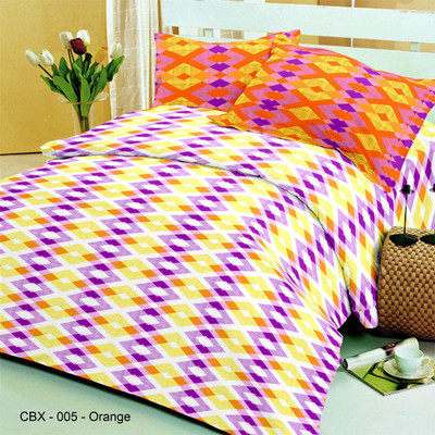 Wat A Weave 144 TC Cotton Double Abstract Bedsheet(Pack of 1, Orange)