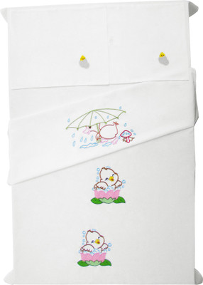 

Baby Rap 200 TC Cotton Crib Embroidered Bedsheet(Pack of 2, White)