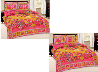 

Shopping Rajasthan Cotton Double Printed Bedsheet(Pack of 2, Multicolor)