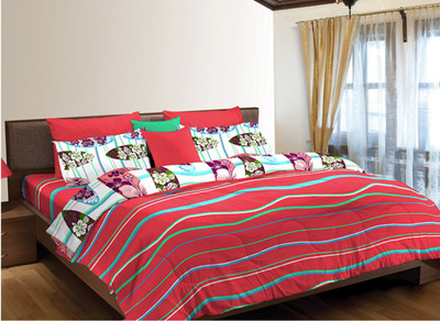 31% OFF on Home Expressions USA 144 TC Cotton Double Striped Bedsheet(1 Bedsheet, 2 Pillow Covers, Red) 31% OFF on Home Expressions USA 144 TC Cotton Double Striped Bedsheet(1 Bedsheet, 2 Pillow Covers, Red)