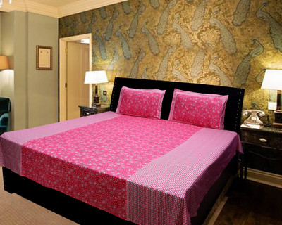 

Elegance Cotton Double Floral Bedsheet(Pack of 1, Pink)