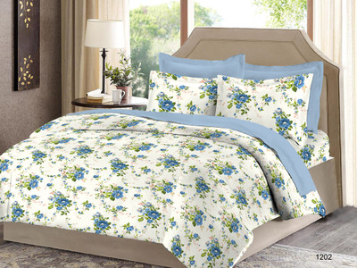 

Bombay Dyeing Cotton Double Floral Bedsheet(Pack of 1, Blue)