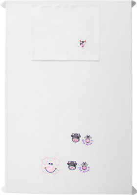 

Baby Rap 200 TC Cotton Crib Embroidered Bedsheet(Pack of 1, White)