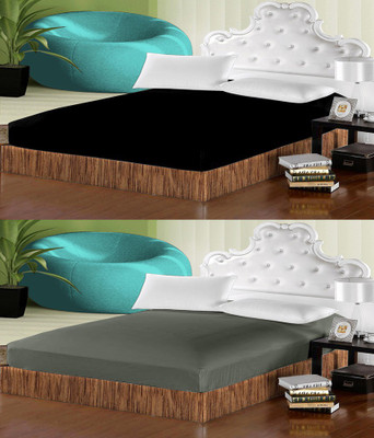 

Uber Urban 140 TC Cotton Single Plain Bedsheet(Pack of 2, Black, Grey)