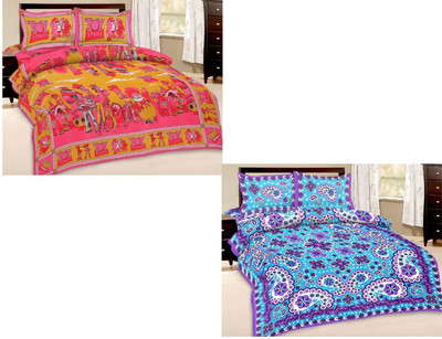 

Shopping Rajasthan Cotton Double Printed Bedsheet(Pack of 2, Multicolor)