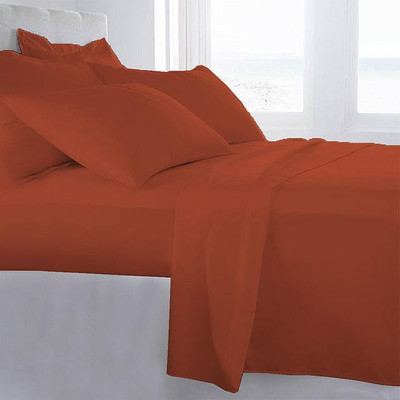 30% OFF on LNT 400 TC Cotton Double King Plain Bedsheet(Pack of 1, Brick Red)
