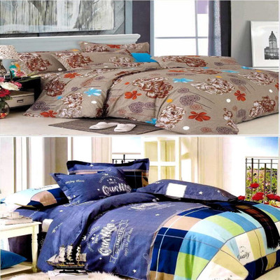 

Zesture 144 TC Polycotton Double Printed Bedsheet(Pack of 2, Multicolor)