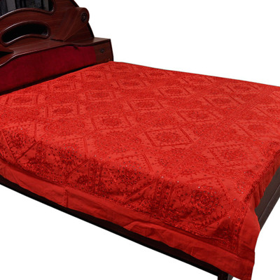 55% OFF on Little India Cotton Double Bed Cover(Red)