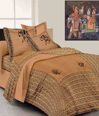 

clarks creation Cotton Double Printed Bedsheet(Pack of 1, Multicolor)