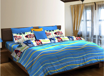 

Home Expressions USA 144 TC Cotton Single Abstract Bedsheet(Pack of 1, Blue)
