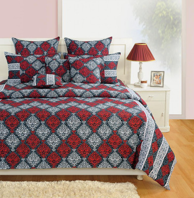 19% OFF on Swayam 180 TC Cotton Double Abstract Bedsheet(1 Bedsheet, 2 Pillow Cover, Multicolor)