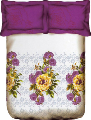 

Bichauna by Portico Cotton Double King Floral Bedsheet(Pack of 1, Purple, White, Yellow, Green), Green;purple;white;yellow