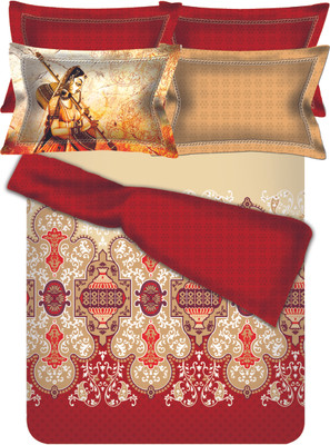 SPACES 300 TC Cotton Double Printed Bedsheet(1 Bedsheet, Multicolor)