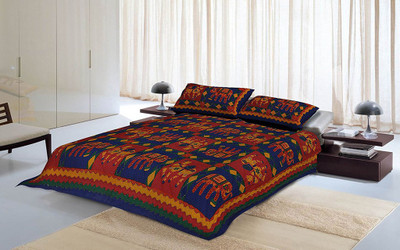 

Manasvi@home 400 TC Cotton Double King Embroidered Bedsheet(Pack of 1, Multicolor)