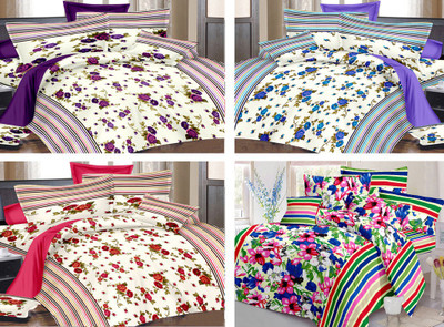 

India Furnish 110 TC Cotton Double Floral Bedsheet(Pack of 4, Multicolor)