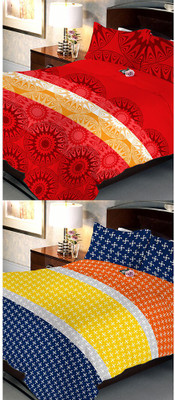 

Uber Urban 108 TC Cotton Double Abstract Bedsheet(Pack of 2, Multicolor)