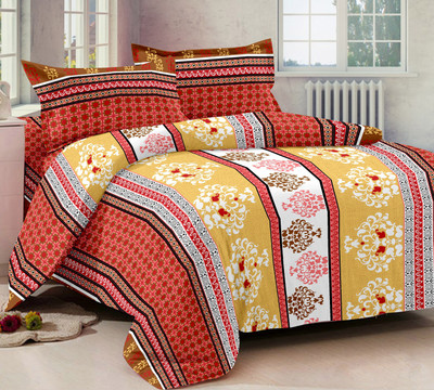 44% OFF on Story@Home 152 TC Cotton Double Abstract Bedsheet(1 Double Bedsheet With 2 Pillow Covers, Red)