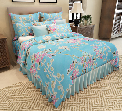 

Home Candy 150 TC Cotton Double Floral Bedsheet(Pack of 1, Blue)