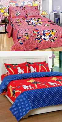 

Hooch Cotton Double Cartoon Bedsheet(Pack of 2, Multicolor)