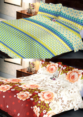 

Indien Casa 108 TC Cotton Double Abstract Bedsheet(Pack of 2, Multicolor)