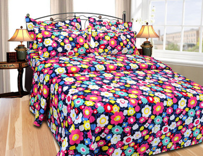

Veena Fabs Cotton Double Floral Bedsheet(Pack of 1, Multicolor)