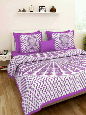 

Rajwada Fabrics Cotton Double Printed Bedsheet(Pack of 1, Purple)