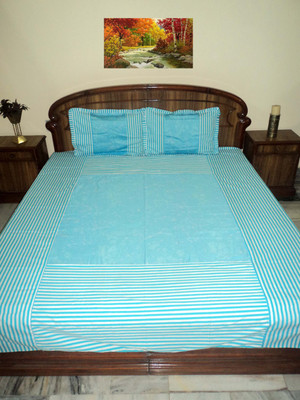 

Design Willa Cotton Double Checkered Bedsheet(Pack of 1, Blue)