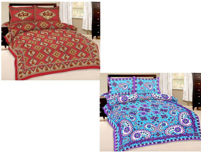 

Shopping Rajasthan Cotton Double Printed Bedsheet(Pack of 2, Multicolor)