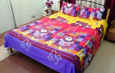 Rhome 144 TC Cotton Double Abstract Flat Bedsheet(Pack of 1, Purple)